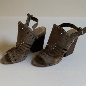 Vince Camuto Tan Heeled Sandals with Studded Design